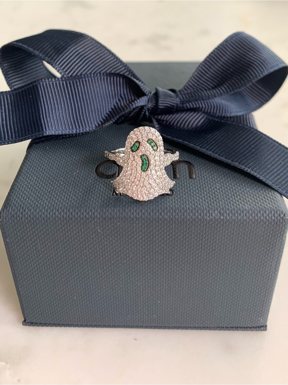 Pavé Ghost Ring with Green Accents - Women Jewelry